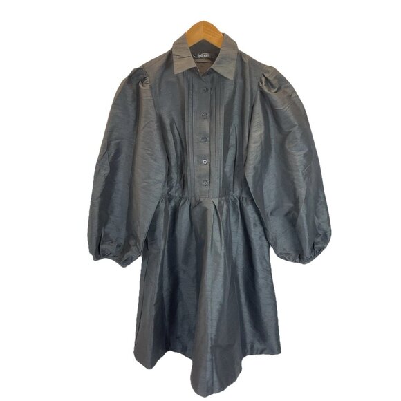 eshakti Black Puff long sleeve taffeta Fit And Flare Dress Size M Classic Career - Picture 1 of 9